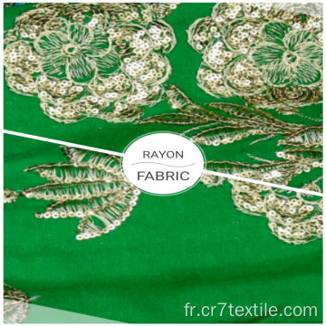 Textile à la maison Tissus de vêtements 100% rayonne brodés à paillettes